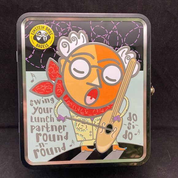 Vintage 2002 Einstein Bros Bagels Lunch Box Collectible Buckaroos Do-si-do Metal - Picture 1 of 13